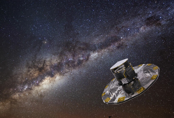 ESAs romteleskop Gaia med Melkeveien i bakgrunnen. (Foto: (Illustrasjon: ESA - C. Carreau))