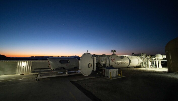 Testen ble gjort ved Virgin Hyperloops prøvestrekning i Nevada. Testen ble gjort ved Virgin Hyperloops prøvestrekning i Nevada.