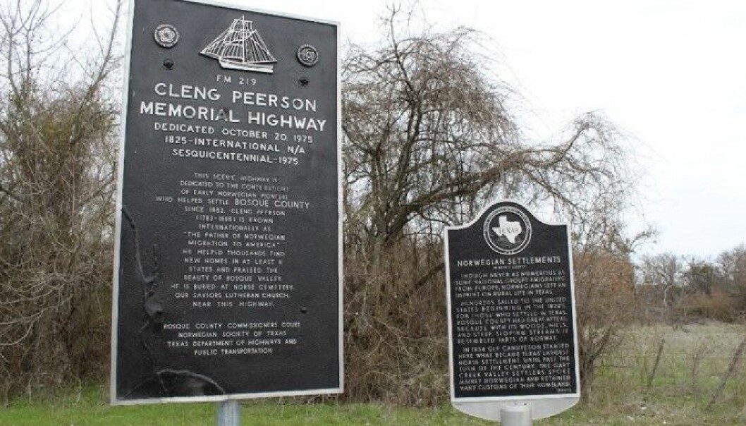 Cleng Peerson (1783–1865) er kjent som pioneren for norsk utvandring til Amerika. Cleng Peerson Memorial Highway i Texas er dedisert den norske immigrasjonens far.