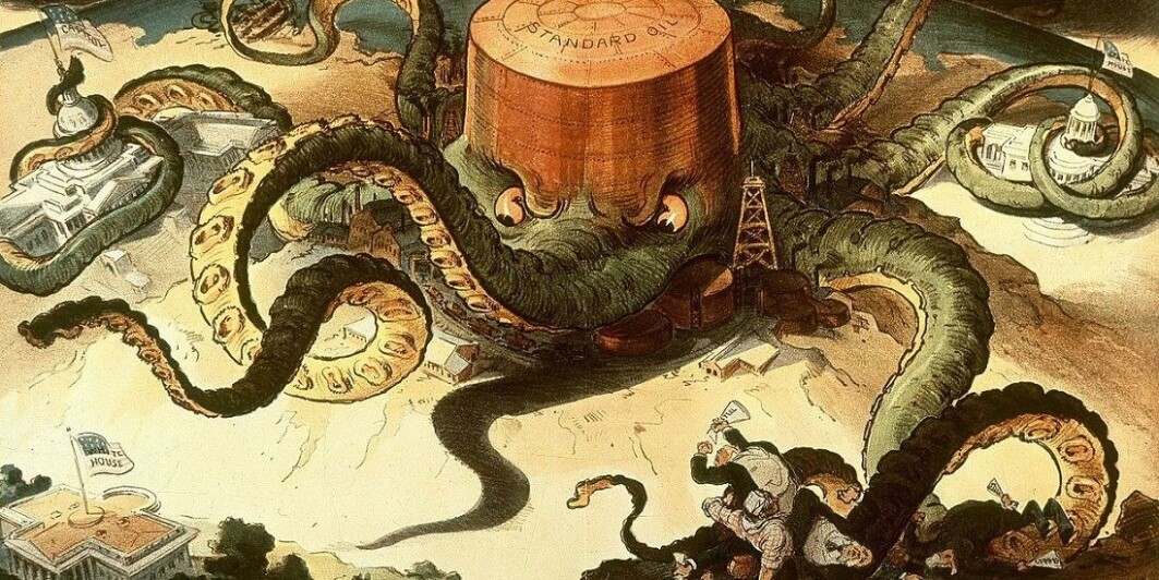 The power of Standard Oil, as envisioned by artist Udo J. Keppler. The company was also very influential in Norway. The power of Standard Oil, as envisioned by artist Udo J. Keppler. The company was also very influential in Norway.