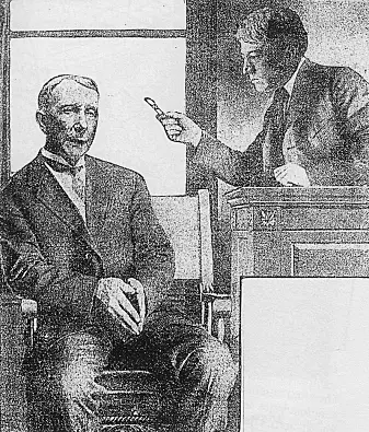 Rockefeller and Supreme Court Justice Kenesaw Mountain Landis during the Standard Oil Trial in 1907.