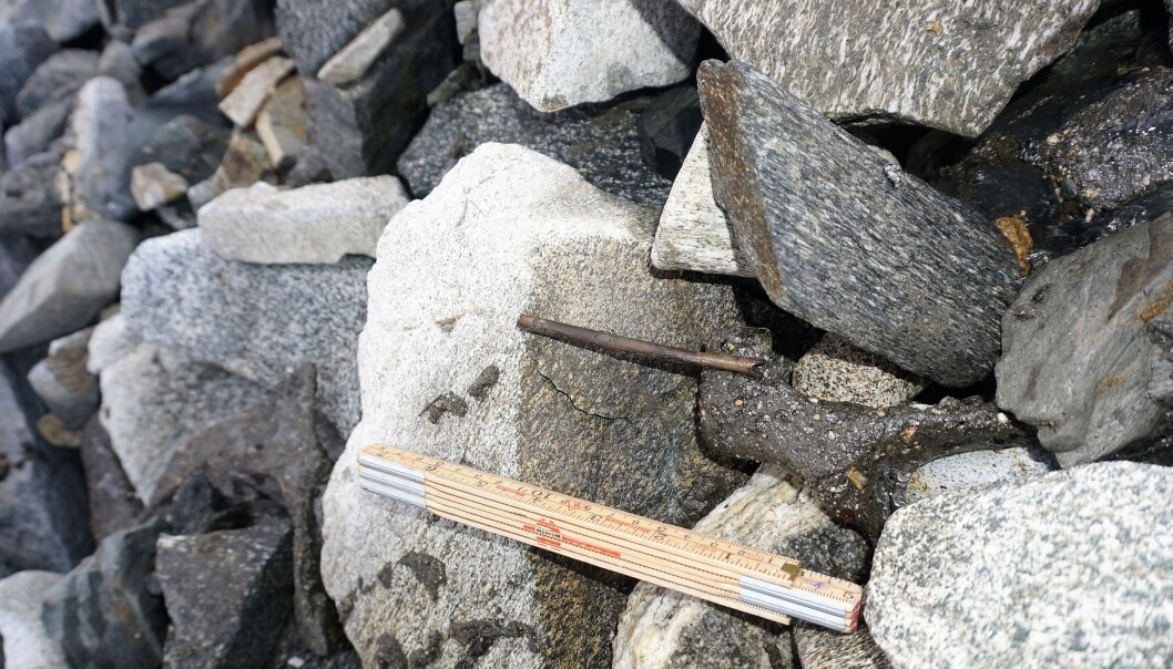 Et pilskaft som er over 6000 år gammelt, et av de eldste funnene fra Langfonne Et pilskaft som er over 6000 år gammelt, et av de eldste funnene fra Langfonne