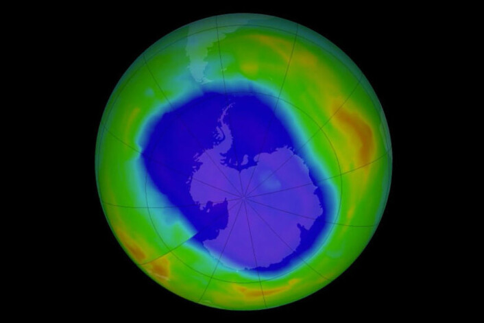 Sånn så ozonhullet over Antarktis ut i 2011. (Foto: NASA) Sånn så ozonhullet over Antarktis ut i 2011. (Foto: NASA)