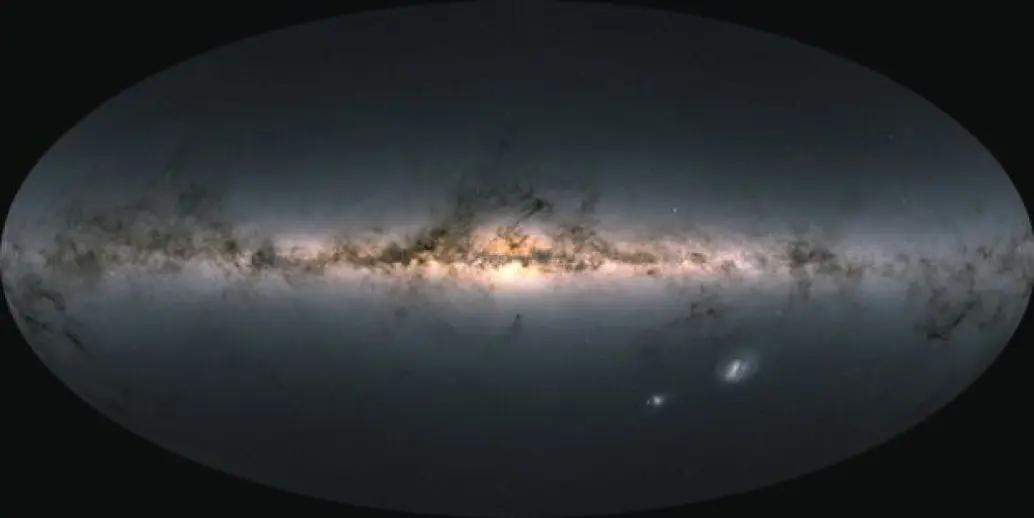 Vår galakse, Melkeveien, sett med Gaia-teleskopet. Dette er altså ikke et bilde, men et kart over stjernene som Gaia har registrert. Vår galakse, Melkeveien, sett med Gaia-teleskopet. Dette er altså ikke et bilde, men et kart over stjernene som Gaia har registrert.