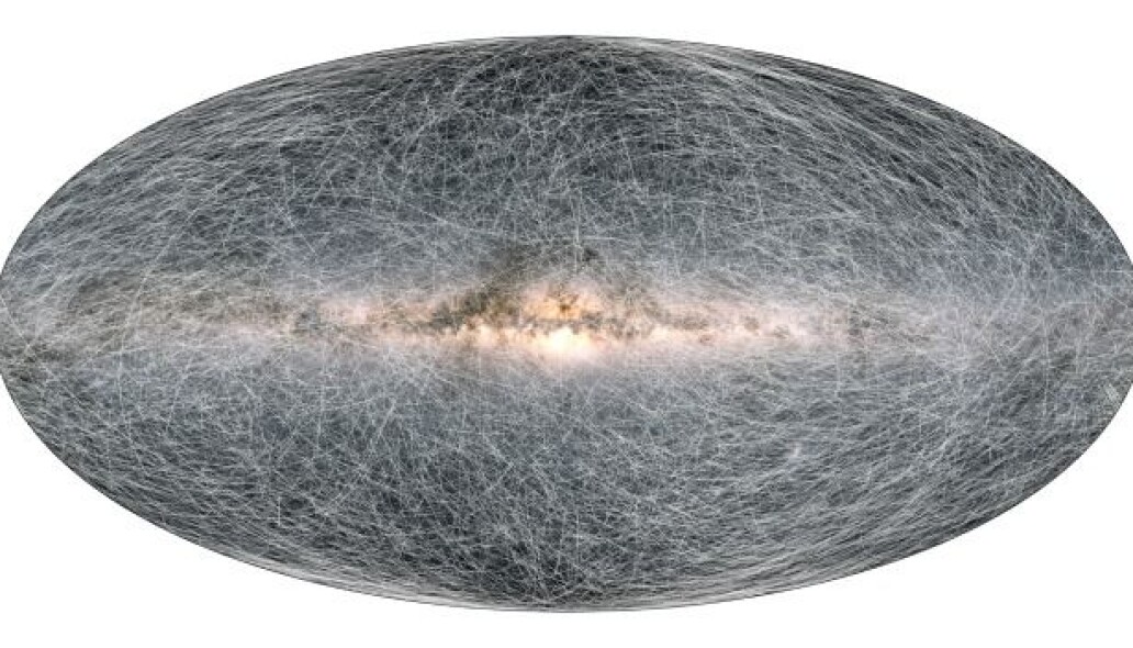 Slik ser altså en simulering ut av godt over en milliard stjerner, og hvordan de beveger seg i galaksen i de neste 400 000 årene, sett av Gaia. Slik ser altså en simulering ut av godt over en milliard stjerner, og hvordan de beveger seg i galaksen i de neste 400 000 årene, sett av Gaia.