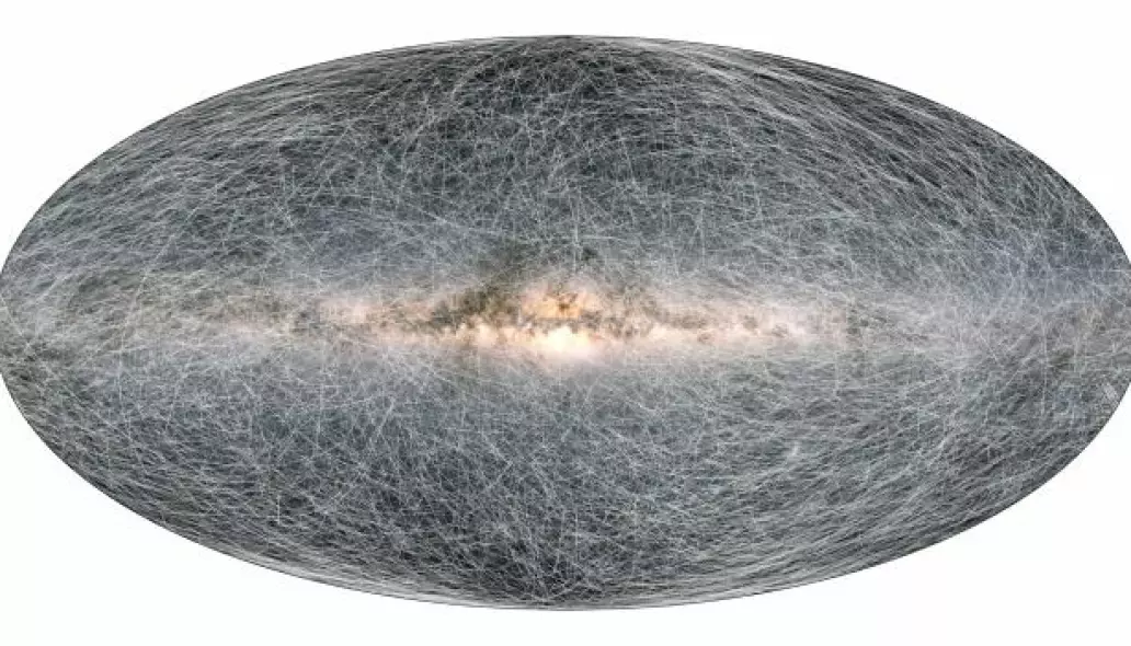 Slik ser altså en simulering ut av godt over en milliard stjerner, og hvordan de beveger seg i galaksen i de neste 400 000 årene, sett av Gaia.