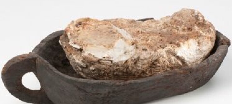 Dette smøret er hele 1600 år gammelt, og befinner seg i et monter på Arkeologisk museum i Stavanger. Terje Tvedt