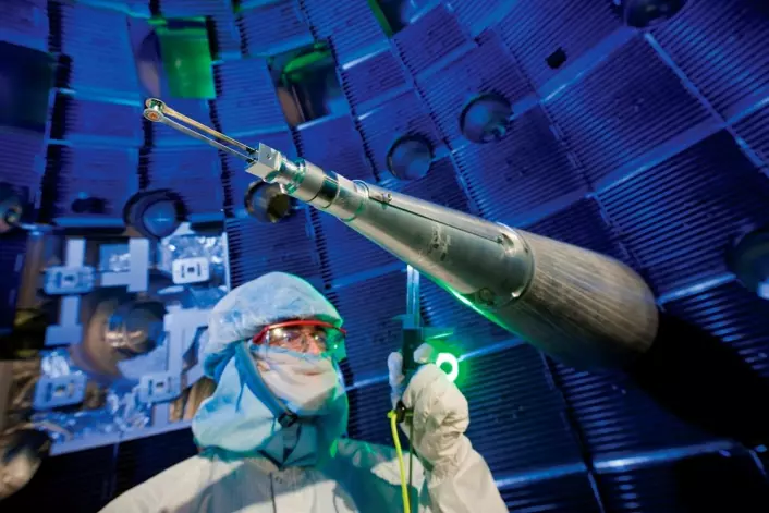 Forskere ved National Ignition Facility i USA har for første gang klart å høste mer energi enn de sender inn i et fusjonskraftverk. (Foto: Lawrence Livermore National Laboratory)