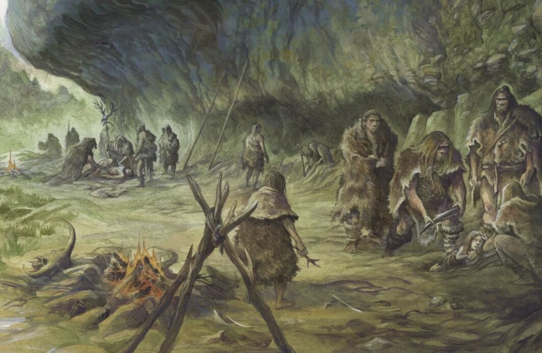 Tok neandertalerne farvel med sine egne døde - og i så fall, hvordan? Forskere fra Frankrike og Spania ser for seg noe slikt som barnebegravelsen til høyre i bildet. En ny tolkning av et 50 år gammelt funnsted mener de er bevis for neandertalerbegravelser. Tok neandertalerne farvel med sine egne døde - og i så fall, hvordan? Forskere fra Frankrike og Spania ser for seg noe slikt som barnebegravelsen til høyre i bildet. En ny tolkning av et 50 år gammelt funnsted mener de er bevis for neandertalerbegravelser.