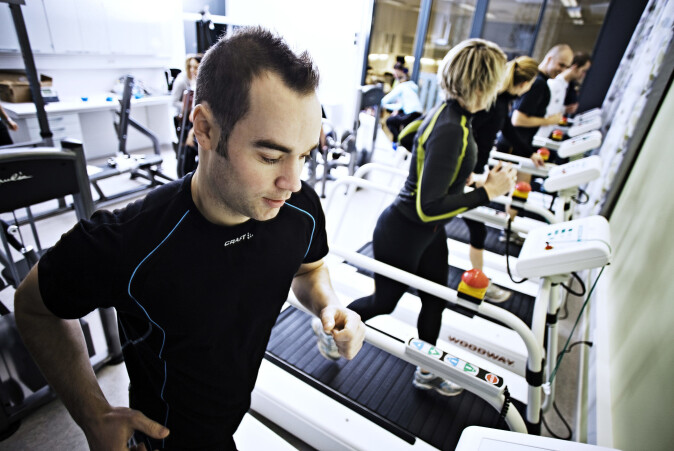 The photo shows researcher Tomas Stølen during a training session. The photo shows researcher Tomas Stølen during a training session.