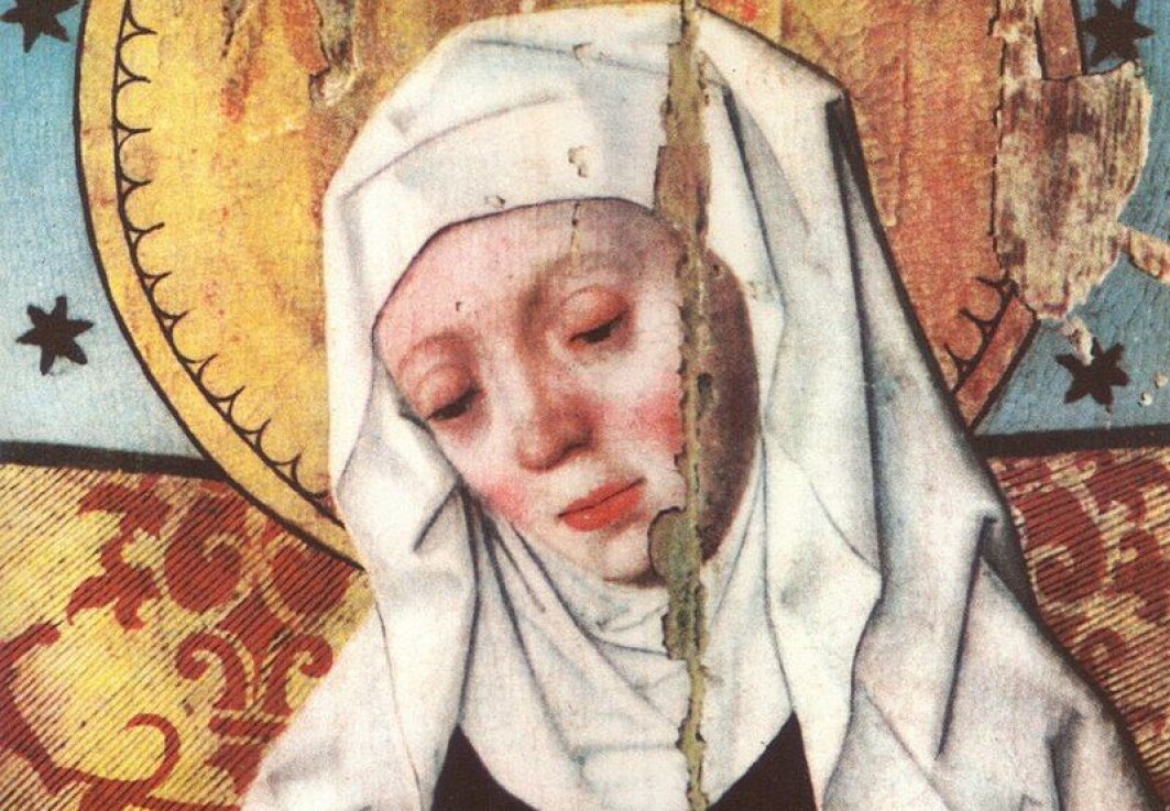 Birgitta fra Sverige var båke helgen og forfatter. Dette bildet er fra altertavlen i Salem kirke, Södermanland i Sverige, som ble malt av kunstneren Hermann Rode på slutten av 1500-tallet Birgitta fra Sverige var båke helgen og forfatter. Dette bildet er fra altertavlen i Salem kirke, Södermanland i Sverige, som ble malt av kunstneren Hermann Rode på slutten av 1500-tallet