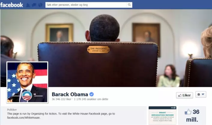  (Foto: skjermdump fra en av Obamas Facebooksider)
