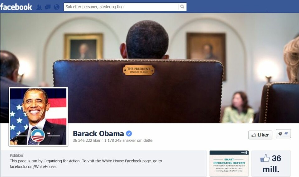 (Foto: skjermdump fra en av Obamas Facebooksider)