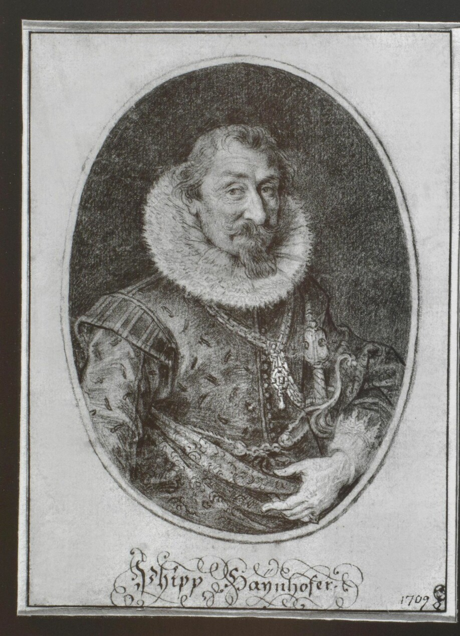 Portrett av Philip Hainhofer fra cirka 1610 på en kobberplate. Kunstneren var Lucas Kilian.