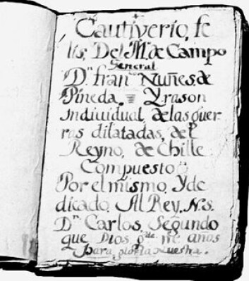 I 1690 skreiv Alonso Ramirez boka Infortunios. Forskar Leonor Taiano har funne ut at boka, som folk i nærare 300 år trudde var ein roman, er ei fangeforteljing. (Foto: Scientific electric library online) I 1690 skreiv Alonso Ramirez boka Infortunios. Forskar Leonor Taiano har funne ut at boka, som folk i nærare 300 år trudde var ein roman, er ei fangeforteljing. (Foto: Scientific electric library online)