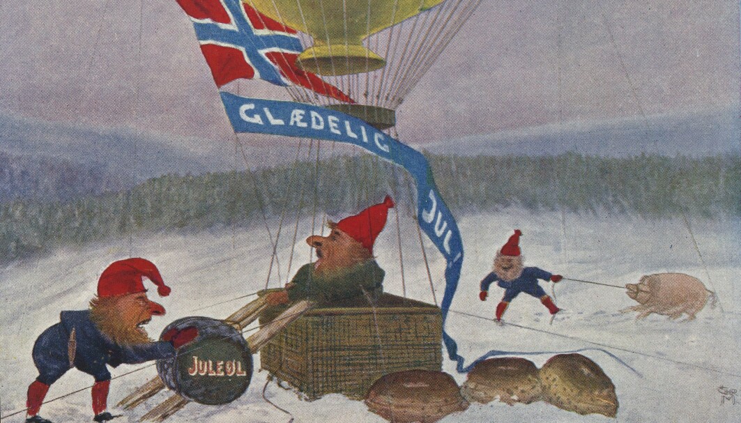 De norske fjøsnissene som prydet julekortene før i tiden fant på mye rart. Dette eksemplaret er fra 1915. De norske fjøsnissene som prydet julekortene før i tiden fant på mye rart. Dette eksemplaret er fra 1915.