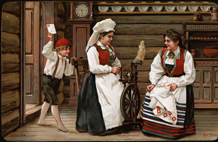 Nasjonalromantisk julekort fra cirka 1894. Nasjonalromantisk julekort fra cirka 1894.