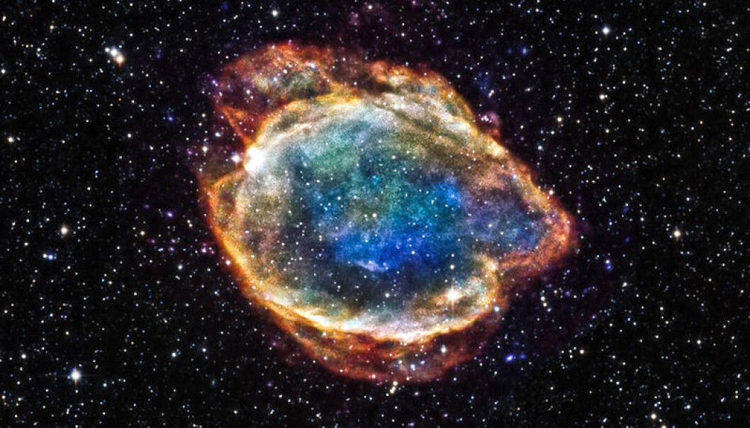 Dette er restene av en supernova type 1a, som også brukes i den kosmiske avstandsstigen. Denne er i vår egen galakse. Dette er restene av en supernova type 1a, som også brukes i den kosmiske avstandsstigen. Denne er i vår egen galakse.