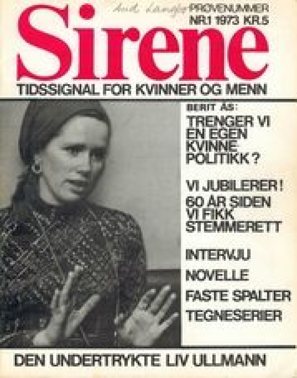 En undertrykket Liv Ullmann prydet første utgave av Sirene som kom ut 31. august 1973.