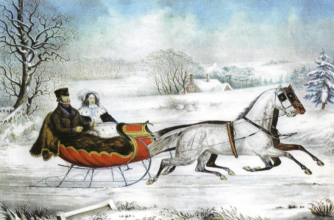 Et julekort fra 1853, utgitt av det amerikanske trykkeriet Currier and Ives. Et julekort fra 1853, utgitt av det amerikanske trykkeriet Currier and Ives.