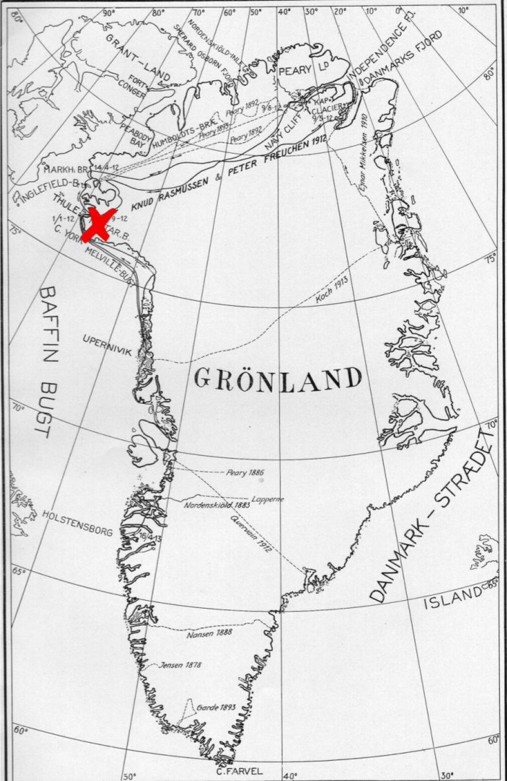 Reisen gikk til Moriusaq nord for Thule-basen, som fikk bygdestatus i 1962. På slutten av 2009 var det bare to beboere igjen, og i september 2010 flyttet den siste beboeren til Qaanaaq. Reisen gikk til Moriusaq nord for Thule-basen, som fikk bygdestatus i 1962. På slutten av 2009 var det bare to beboere igjen, og i september 2010 flyttet den siste beboeren til Qaanaaq.