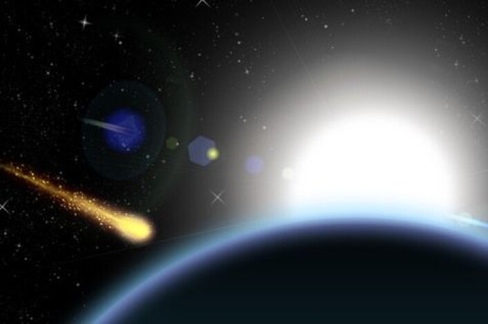 Når meteoritter bryter gjennom atmosfæren, brennes de ytre lagene opp, og det etterlater en mørk skorpe som kjennetegner de fleste meteorittene. (Foto: Colourbox) Når meteoritter bryter gjennom atmosfæren, brennes de ytre lagene opp, og det etterlater en mørk skorpe som kjennetegner de fleste meteorittene. (Foto: Colourbox)