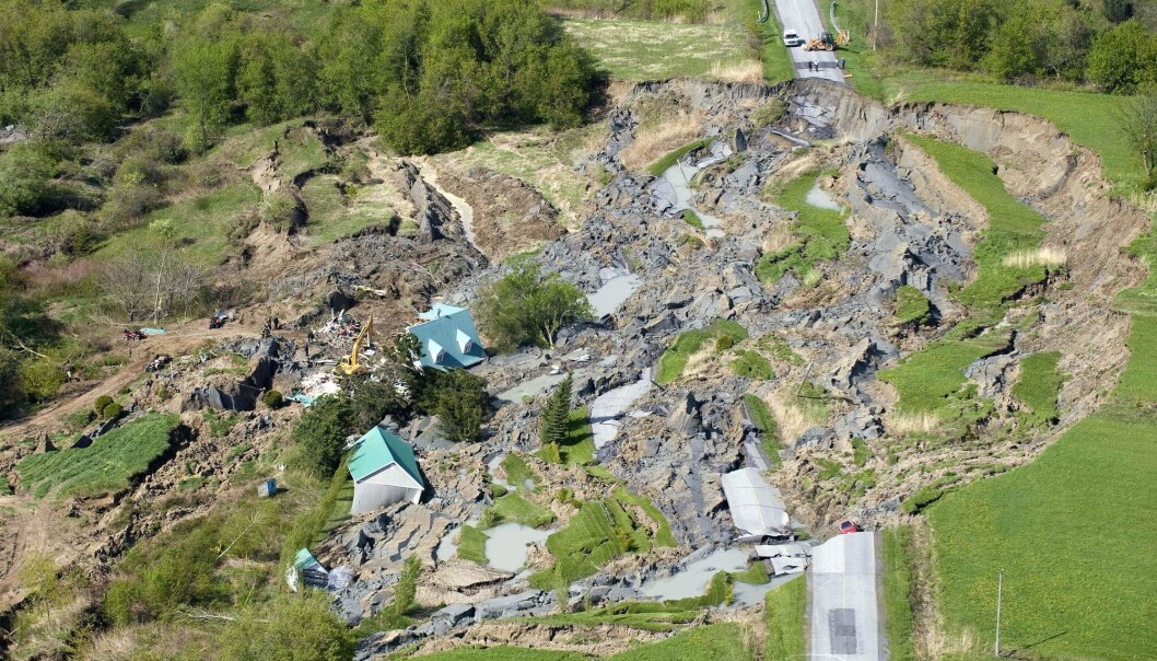 Et katastrofalt kvikkleirekred i Saint-Jude i Canada i 2010. Canada er et av få områder i verden som må takle kvikkleire-utfordringer. Et katastrofalt kvikkleirekred i Saint-Jude i Canada i 2010. Canada er et av få områder i verden som må takle kvikkleire-utfordringer.