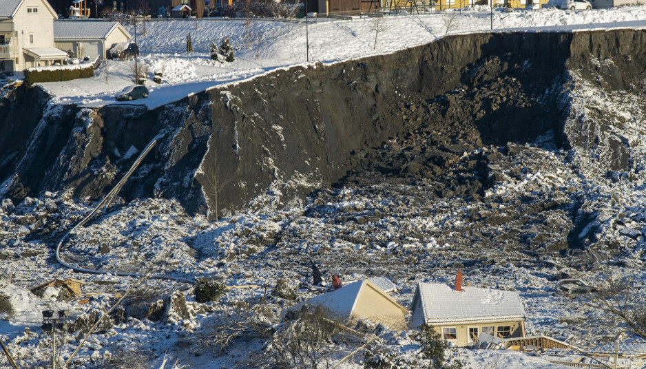 En del av det katastrofale kvikkleireskredet på Gjerdrum. Dette bildet er fra 4. januar.