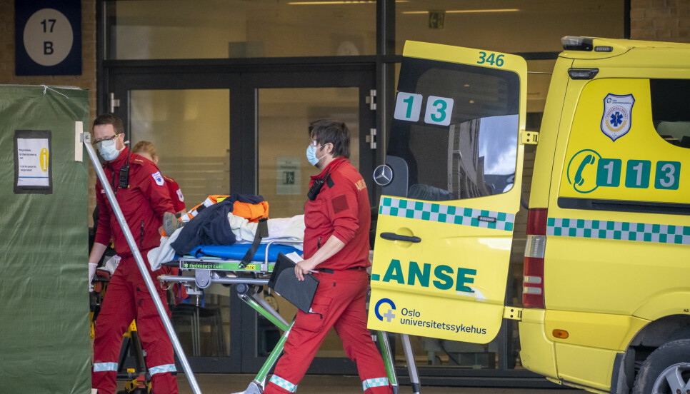 En større andel av de norske covid-19-pasientene ble sykehusinnlagt etter nedstengingen av Norge i mars 2020. Her fra Ullevål sykehus 2. april samme året.