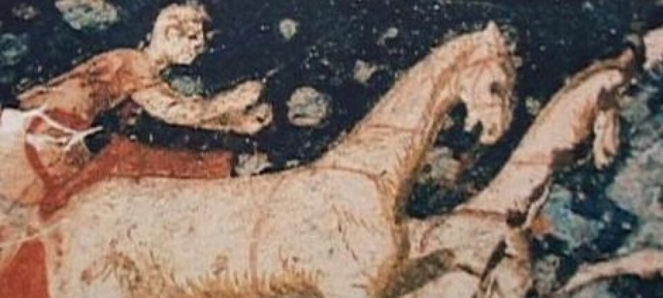 Veggmaleri fra en grav i Vergina - men ikke Kong Philip IIs grav. (Illustrasjonsfoto: Wikimedia Commons)