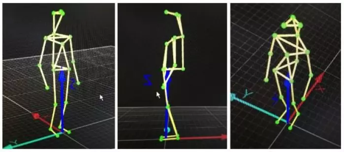 Slik kan det se ut når man bruker motion capture til å spore bevegelse. Her måles kroppens bevegelser ved hjelp av tjue markører.