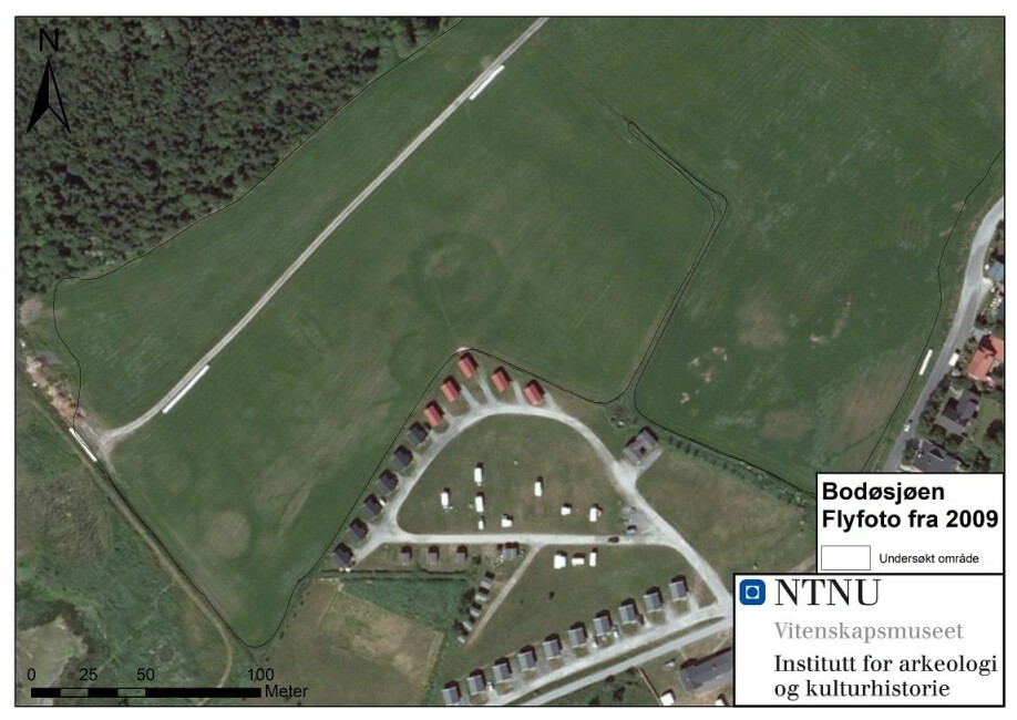 The scanned area as seen from above. Previous studies indicated the presence of a ploughed burial ground right here.