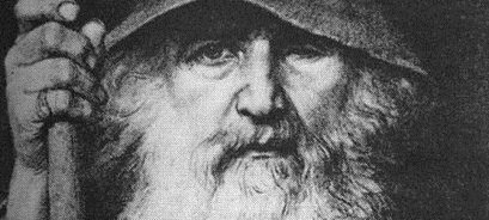 Den nordiske guden Odin er blitt portrettert på mange ulike måter gjennom historien. Ofte som kriger på hesterygg. Her er han imidlertid som vandringsmann. (Tegning: Georg von Rosen, 1886) (Tegning: Georg von Rosen, 1886/Wikipedia Commons)