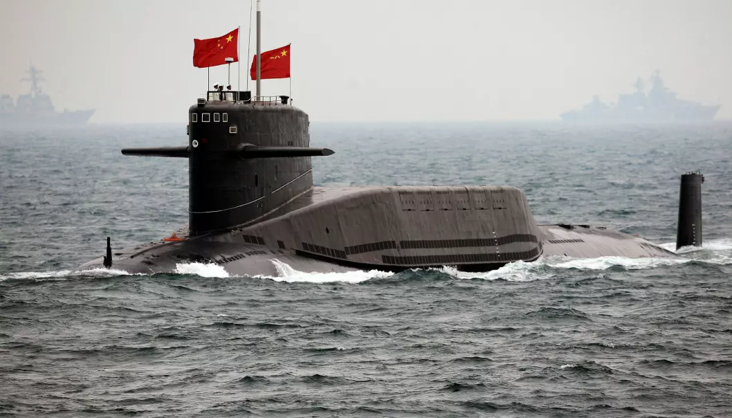Kinesisk atomubåt under en øvelse.