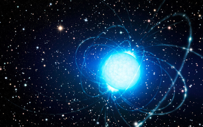 Magnetar slik en kunstner ser det for seg. (Foto: (Bilde: ESO/L. Calçada)) Magnetar slik en kunstner ser det for seg. (Foto: (Bilde: ESO/L. Calçada))