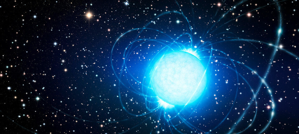 Magnetaren i Westerlund 1, slik en kunstner ser det for seg. (Bilde: ESO/L. Calçada)