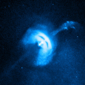 Dette er en pulsar, en annen form for nøytronstjerne. Den er fotografert i røntgenstråler med Chandra-romobservatoriet. (Foto: NASA/CXC/University of Toronto/M. Durant, et.al) Dette er en pulsar, en annen form for nøytronstjerne. Den er fotografert i røntgenstråler med Chandra-romobservatoriet. (Foto: NASA/CXC/University of Toronto/M. Durant, et.al)