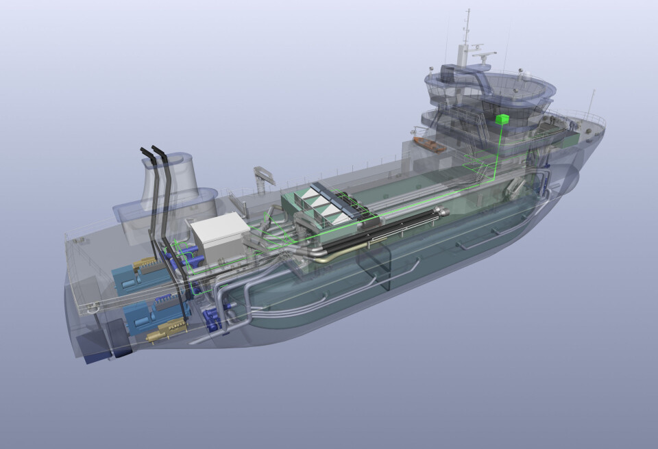 Det nyutviklede brønnbåtkonseptet er utstyrt med det siste av smittevernløsninger og er spesialdesignet for enklere renhold og mer miljøvennlig drift. (Foto: Sintef)
