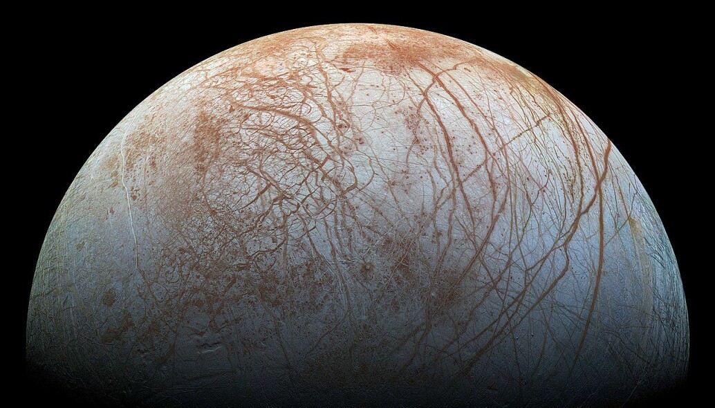 Europa, sett av sonden Galileo på 1990-tallet. Europa, sett av sonden Galileo på 1990-tallet.