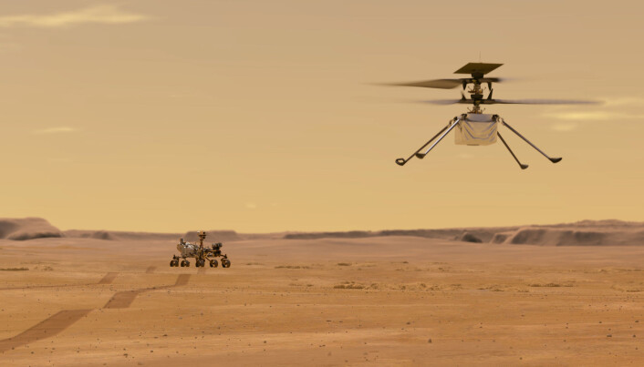 Ingenuity-helikopteret blir det første helikopteret i verdensrommet, ved spakene sitter Håvard Fjær Grip. Ingenuity-helikopteret blir det første helikopteret i verdensrommet, ved spakene sitter Håvard Fjær Grip.