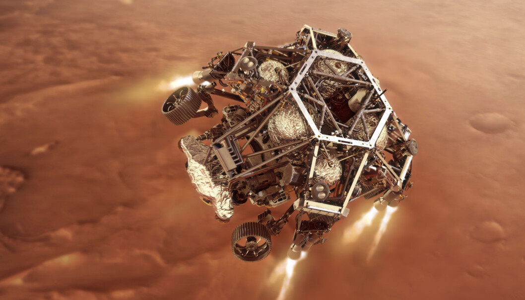 Roboten Perseverance landet torsdag kveld på overflaten av Mars. Roboten Perseverance landet torsdag kveld på overflaten av Mars.