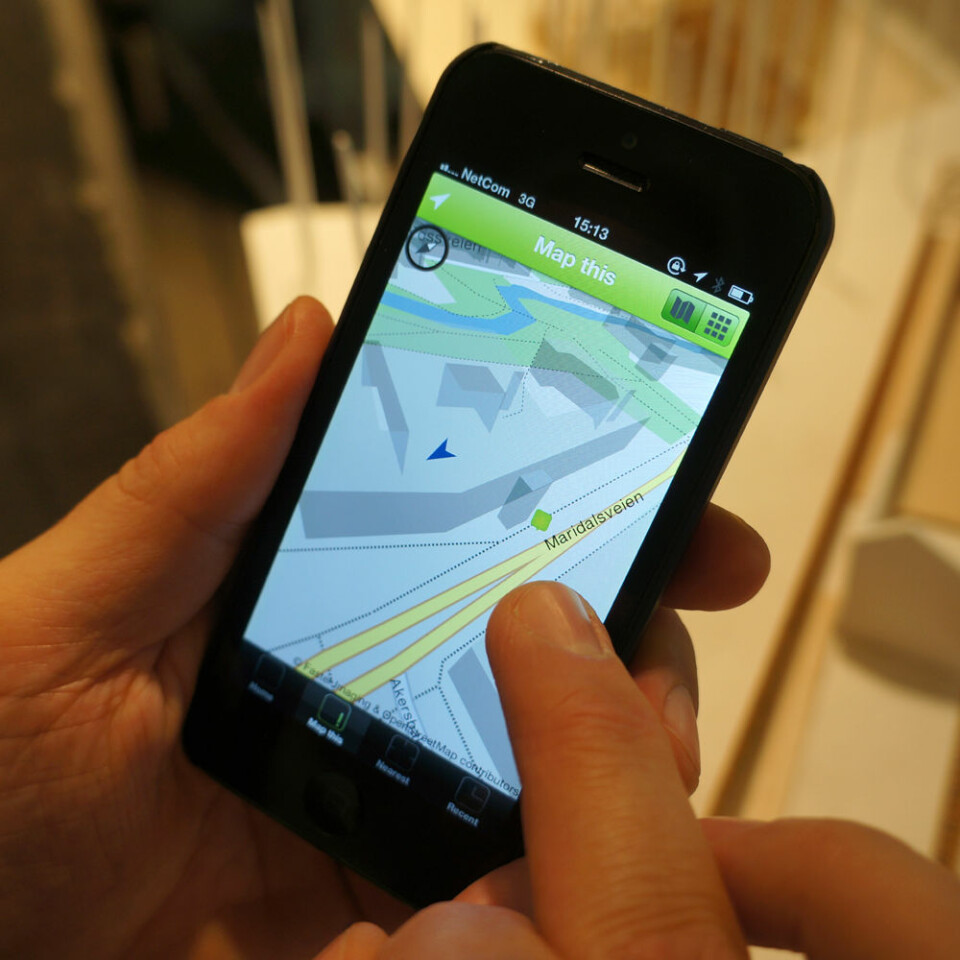 Streetscape-appen lar deg legge inn bilder og tekst i et 3D-kart, basert på kartløsningen OpenStreetMap. Byplanleggere skal kunne hente ut slike innlegg og bruke dem i arbeidet sitt. (Foto: Arnfinn Christensen, forskning.no.)