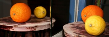 "Luktestoffene i appelsin og sitron er kjemisk sett helt like, den eneste forskjellen er at de er speilbilder av hverandre." "Luktestoffene i appelsin og sitron er kjemisk sett helt like, den eneste forskjellen er at de er speilbilder av hverandre."