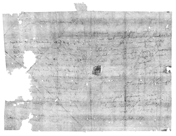Her er brevet, virtuelt brettet ut i en datamaskin. Her er brevet, virtuelt brettet ut i en datamaskin.