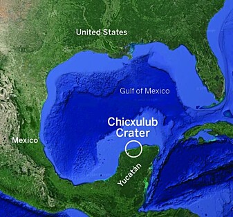 Chicxulub-krateret i Mexico. Chicxulub-krateret i Mexico.