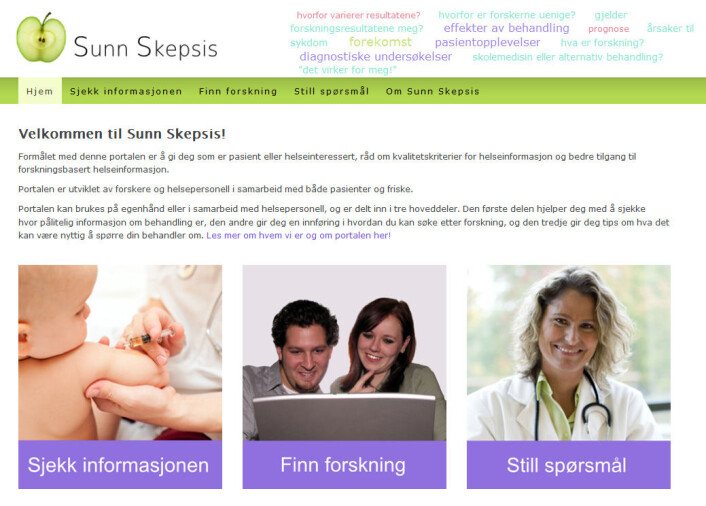 Helsinformasjon er ikke alltid nøytral og kunnskapsbasert. SunnSkepsis.no er et hjelpemiddel for pasienter og helseinteresserte. Helsinformasjon er ikke alltid nøytral og kunnskapsbasert. SunnSkepsis.no er et hjelpemiddel for pasienter og helseinteresserte.
