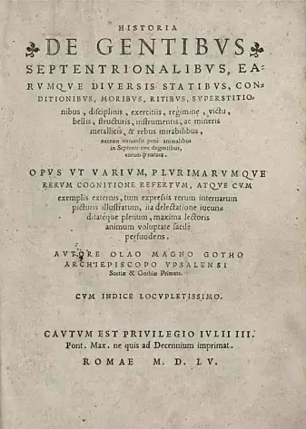 Tittelsiden i Historia de gentibus septentrionalibus (De nordiske folkenes historie).
