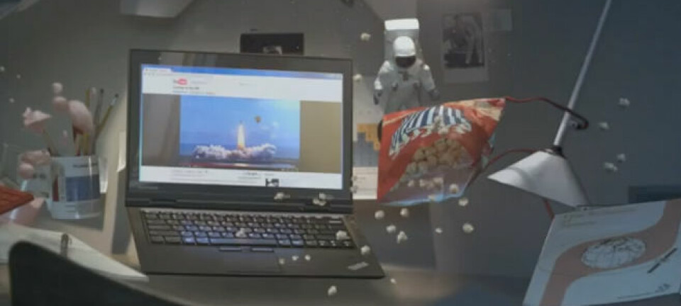 Bilde fra musikkvideo som forklarer om konkurransen Space Lab (Fra video av Space Lab, musikk: Aurotone)