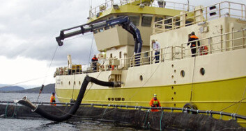 Prosessfartøyet B/B "Tauranga" ved merd klar til å slakting. (Foto: Kjell Ø. Midling/Nofima) Prosessfartøyet B/B "Tauranga" ved merd klar til å slakting. (Foto: Kjell Ø. Midling/Nofima)