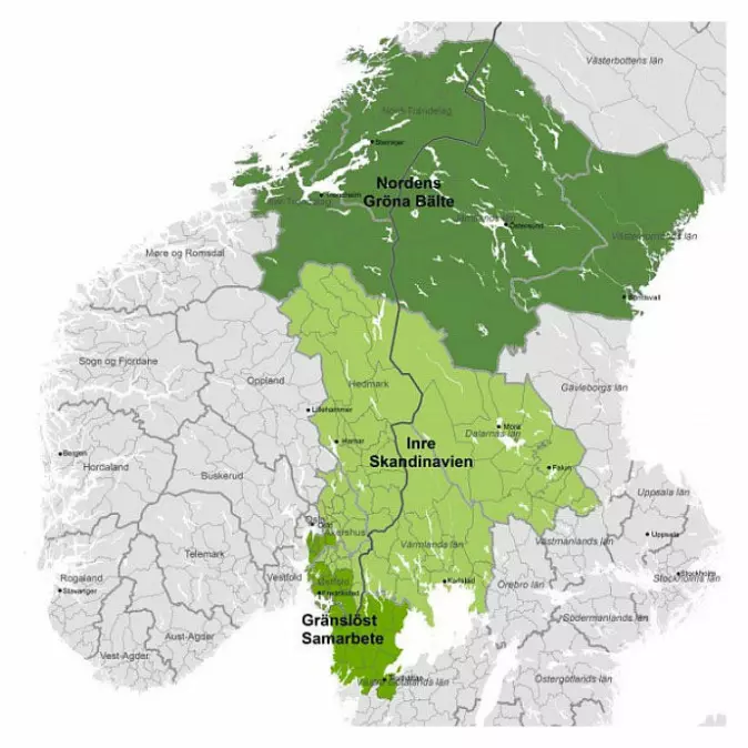 I grenseland: Indre Skandinavia er ett av tre områder som inngår i det EU-baserte samarbeidsprogrammet Sverige-Norge.